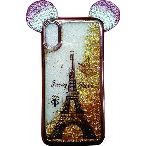 iPhone X Waterfall Mickey Ears Case Eiffel Tower Rose Gold